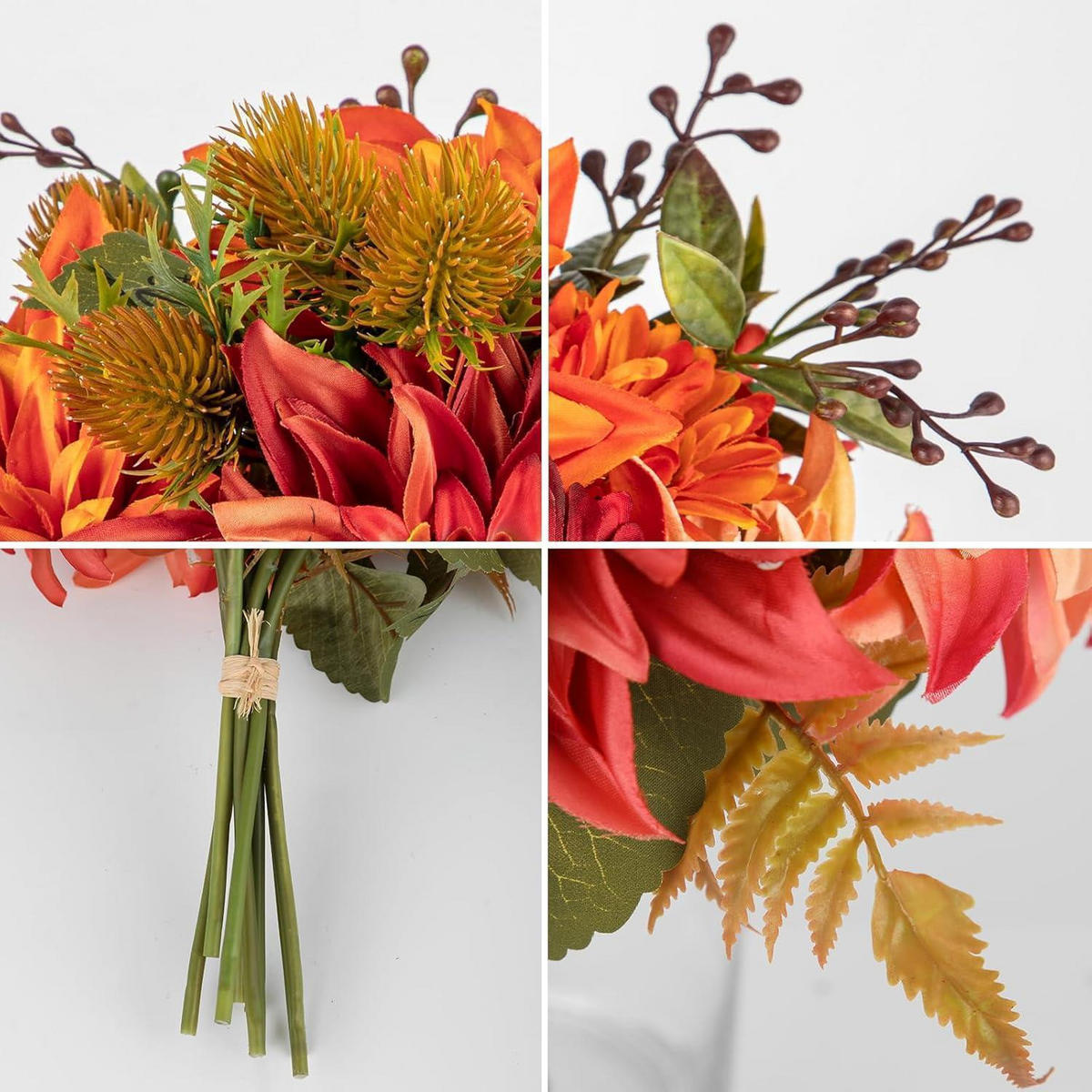 KUNSTBLUMENSTRAUSS 2er Set Hortensie Rosenbouquet 30cm Orange Rot - Multicolor, Kunststoff (36cm)