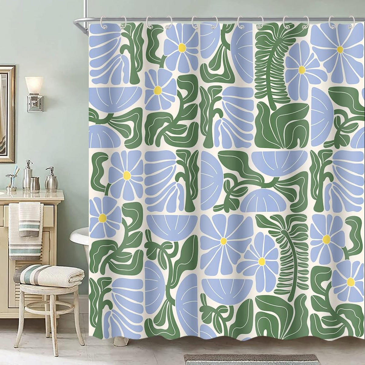 DUSCHVORHANG wasserdicht Polyester mit Haken Muster geometrisch abstrakt modern Mitte Stil - Multicolor, Textil (180/180cm) - MCBOSON