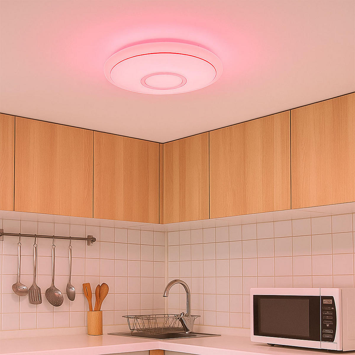 LED DECKENLEUCHTE Connor Weiß Kristalloptik - Weiß, Metall (40/40/6.5cm) - Globo Lighting