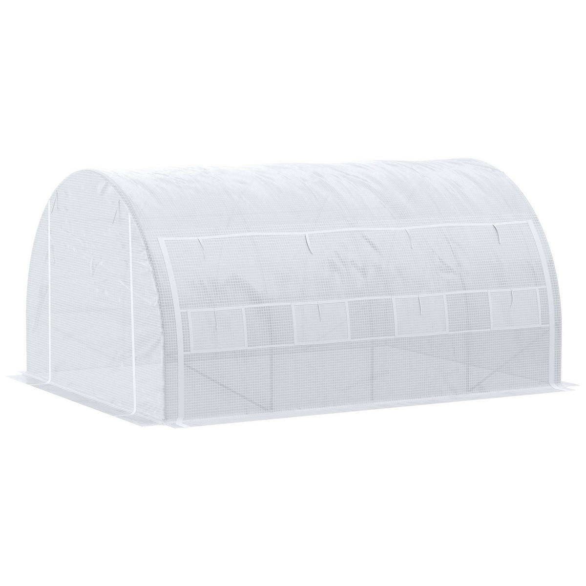 TUNNEL-GEWÄCHSHAUS DE-05832 begehbar mit aufrollbaren Wänden 397/300/200 cm Weiß - Weiß, Kunststoff/Metall (300/200/397cm) - ComfortXL