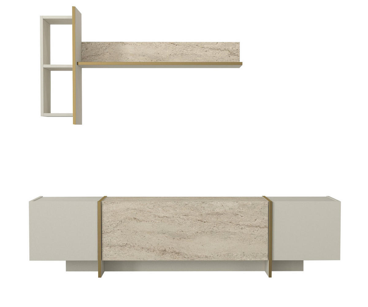 WOHNWAND Veyron Beige Granit Optik - Beige, Holzwerkstoff (180/45/32cm) - moebel17