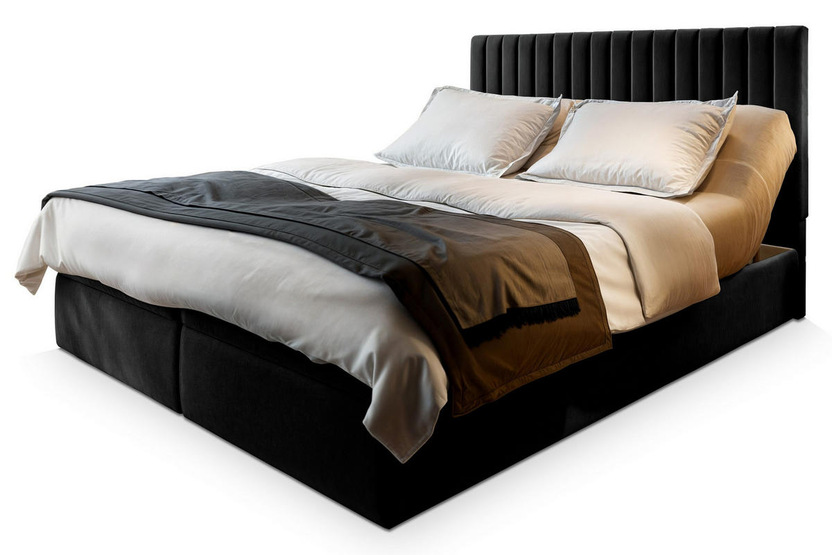 POSTEL BOXSPRING MURLO 160x200 cm, s matrací a úložným prostorem, černá - černá, kompozitní dřevo/textil (160/200cm) - MASSENO