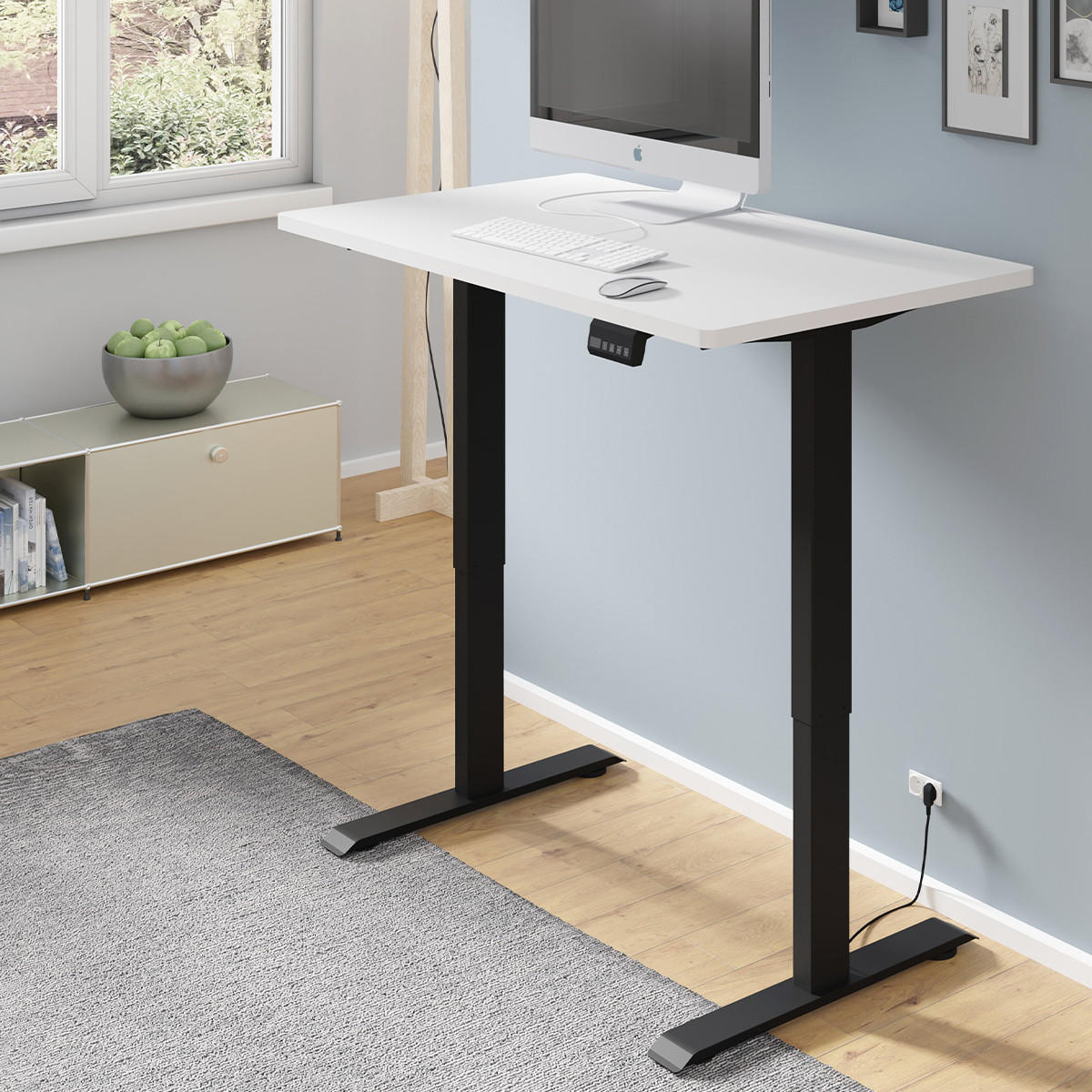 SCHREIBTISCH Ergo Mattweiß und Schwarz - Weiß, Holzwerkstoff (65/120/73cm) - Petits-meubles