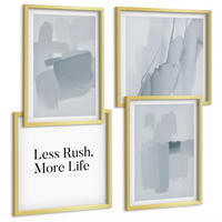 BILDER SET 4er Set - 50x50 cm & 40x60 cm Goldrahmen - Abstrakte Aquarellkompositionen - Goldfarben, Kunststoff (50/50cm) - TULUP