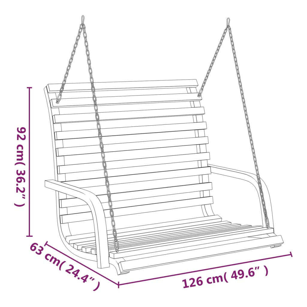 vidaXL Schaukelbank Braun 126x92x63 cm