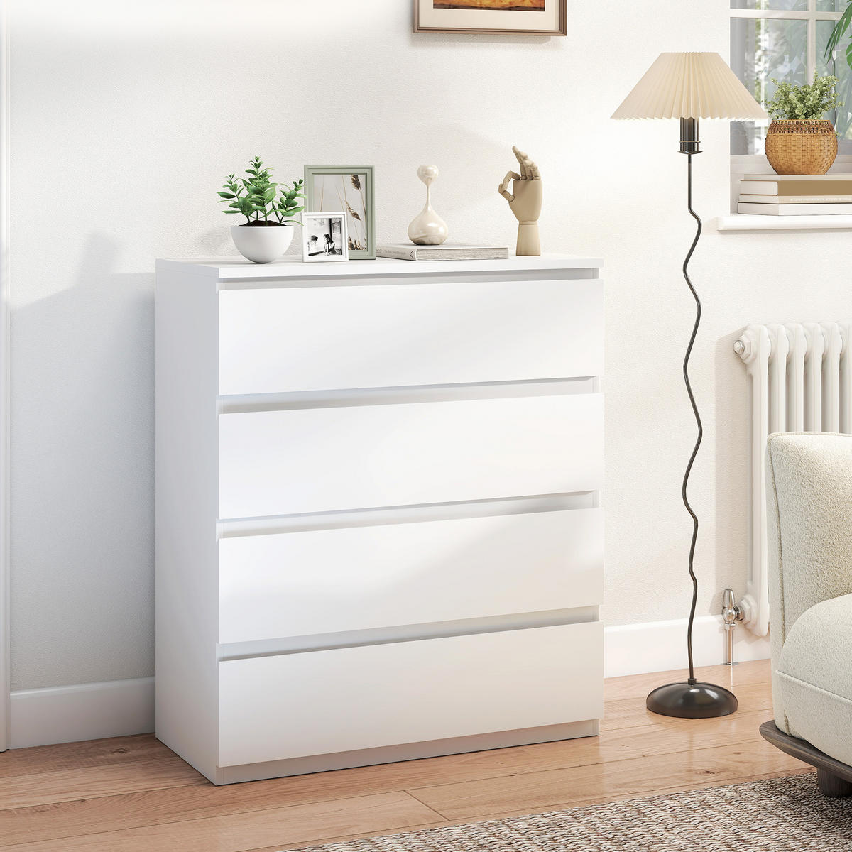 KOMMODE Weiß 80/39/95 cm - Weiß, Holzwerkstoff (80/95/39cm) - PANGIVO