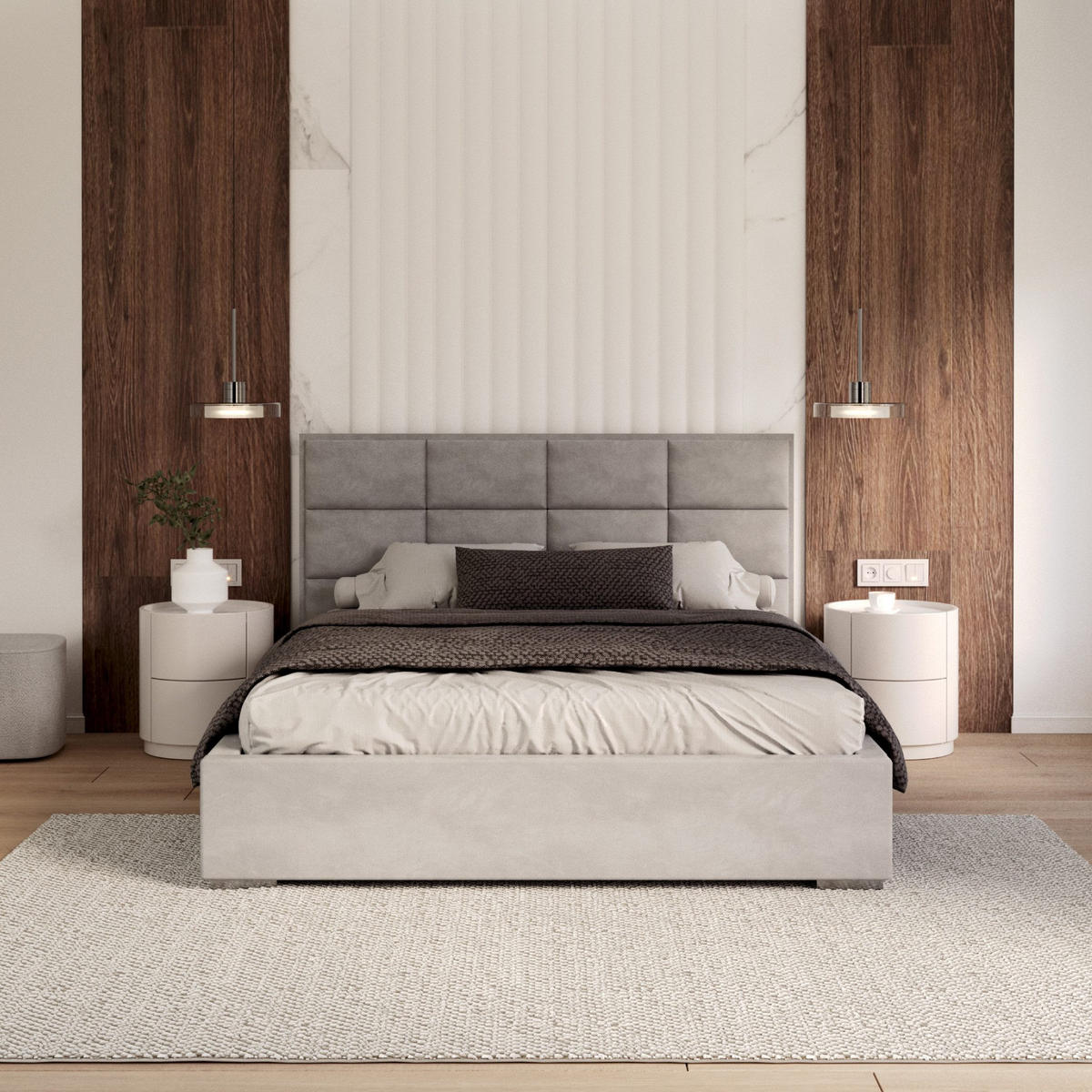 POLSTERBETT APOLLO - Hellgrau, Holzwerkstoff (140/200cm) - FDM