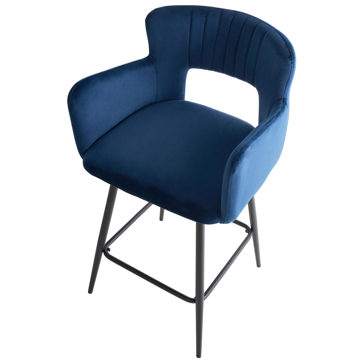 BARSTUHL 2er-Set Samtstoff Marineblau Sanilac - Hellblau, Textil (53/94/51cm) - Beliani