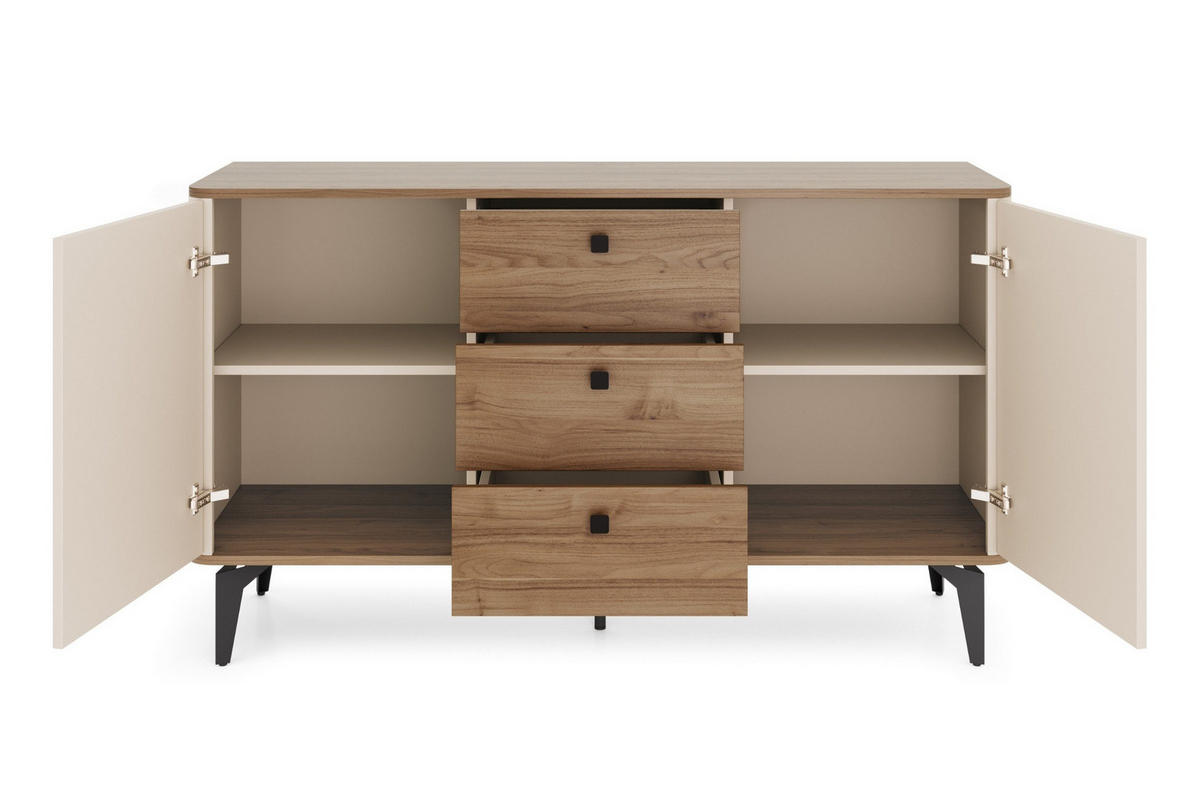VITRINE AURO 04 140/81/40 cm in Kaschmir / Royal Nussbaum - Kaschmir/Nussbaumfarben, Holzwerkstoff (140/81/40cm) - Deine Möbel 24