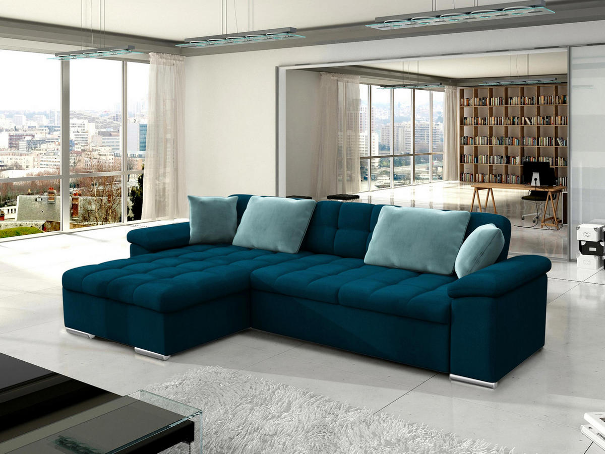 ECKSOFA Diana Premium, Seite: Links - Türkis, Holz/Textil (280/160cm) - MIRJAN24