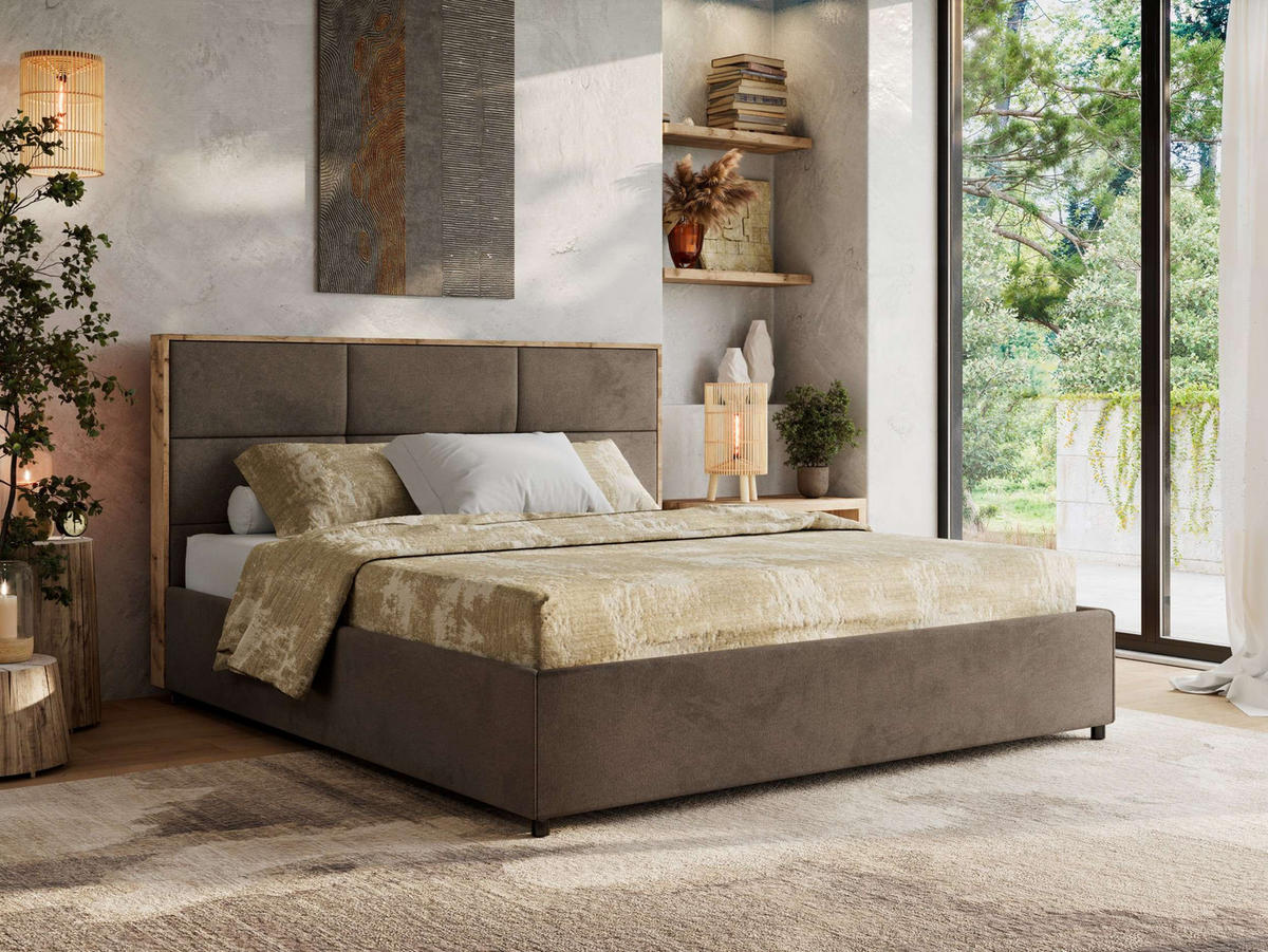 POLSTERBETT LERIO CLASSIC 180/200 - Braun Velvet - ohne Matratze - Braun, Textil (180/200cm) - MKS