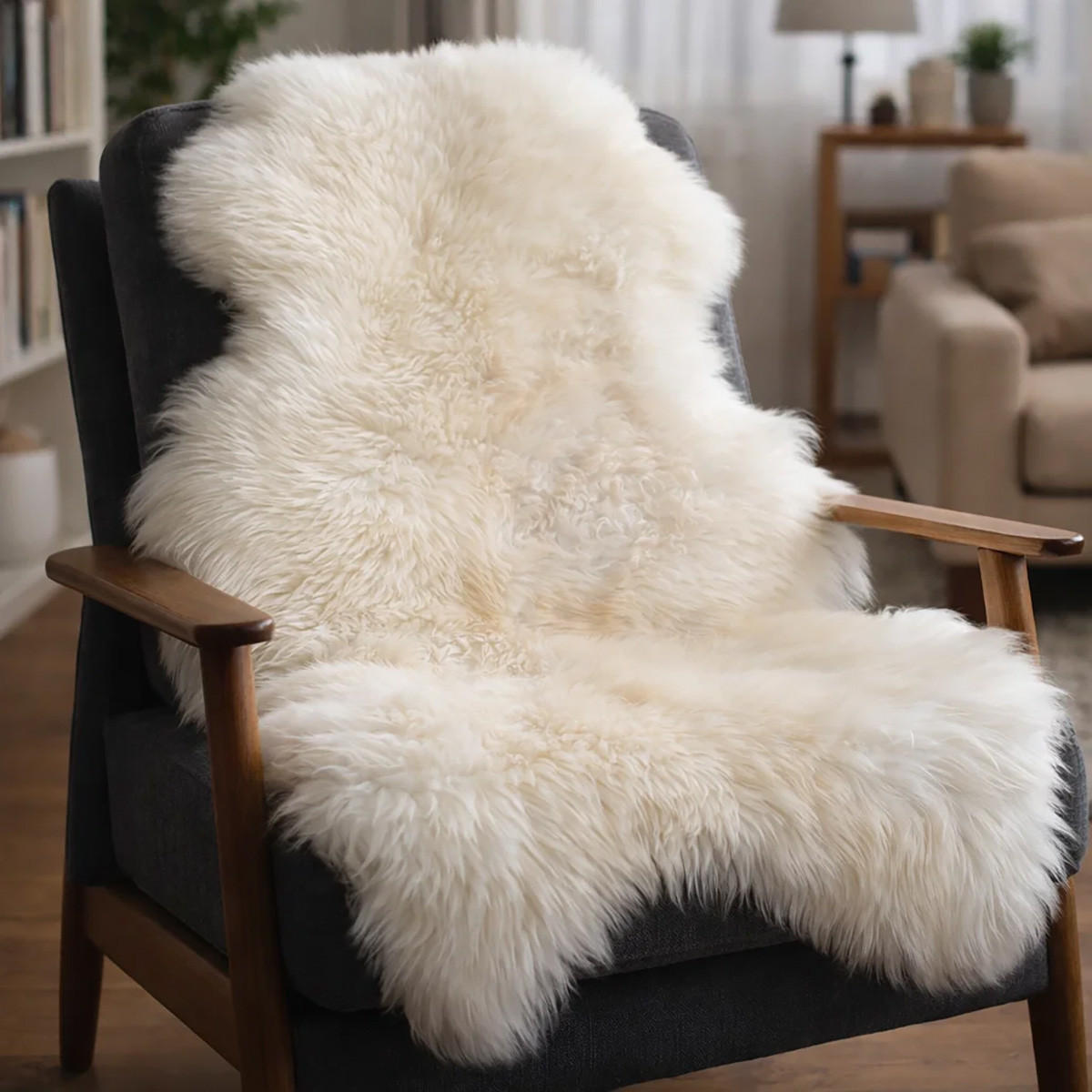 SCHAFFELL Lammfell Naturweiß ca. 90 cm - Weiß, Fell (50/90cm) - Provellus