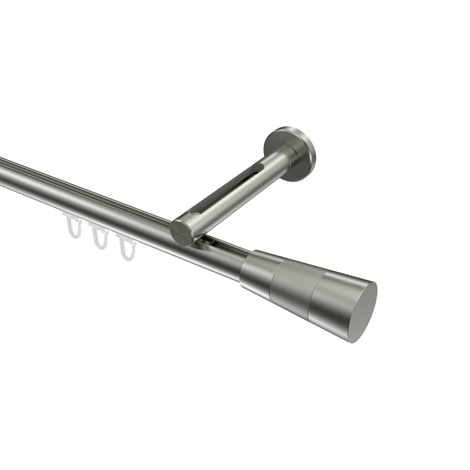 INNENLAUF-GARDINENSTANGEN-SET Siteno Tanara 600 cm (geteilt in 3 x 200 cm), 1-läufig, 20 mm Ø Edelstahl-Optik - Edelstahlfarben/Silberfarben, Metall (600cm) - INTERDECO