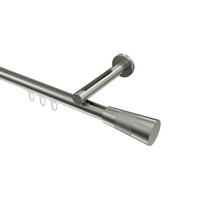 INNENLAUF-GARDINENSTANGEN-SET Siteno Tanara 260 cm (geteilt in 2 x 130 cm), 1-läufig, 20 mm Ø Edelstahl-Optik - Edelstahlfarben/Silberfarben, Metall (260cm) - INTERDECO