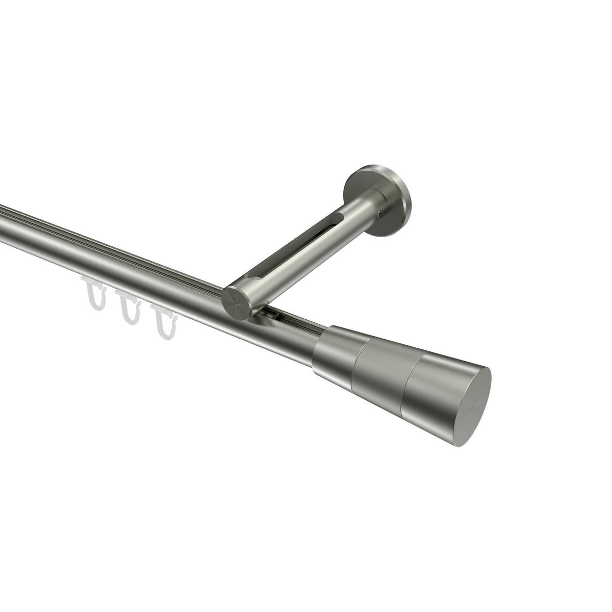 INNENLAUF-GARDINENSTANGEN-SET Siteno Tanara 260 cm (geteilt in 2 x 130 cm), 1-läufig, 20 mm Ø Edelstahl-Optik - Edelstahlfarben/Silberfarben, Metall (260cm) - INTERDECO