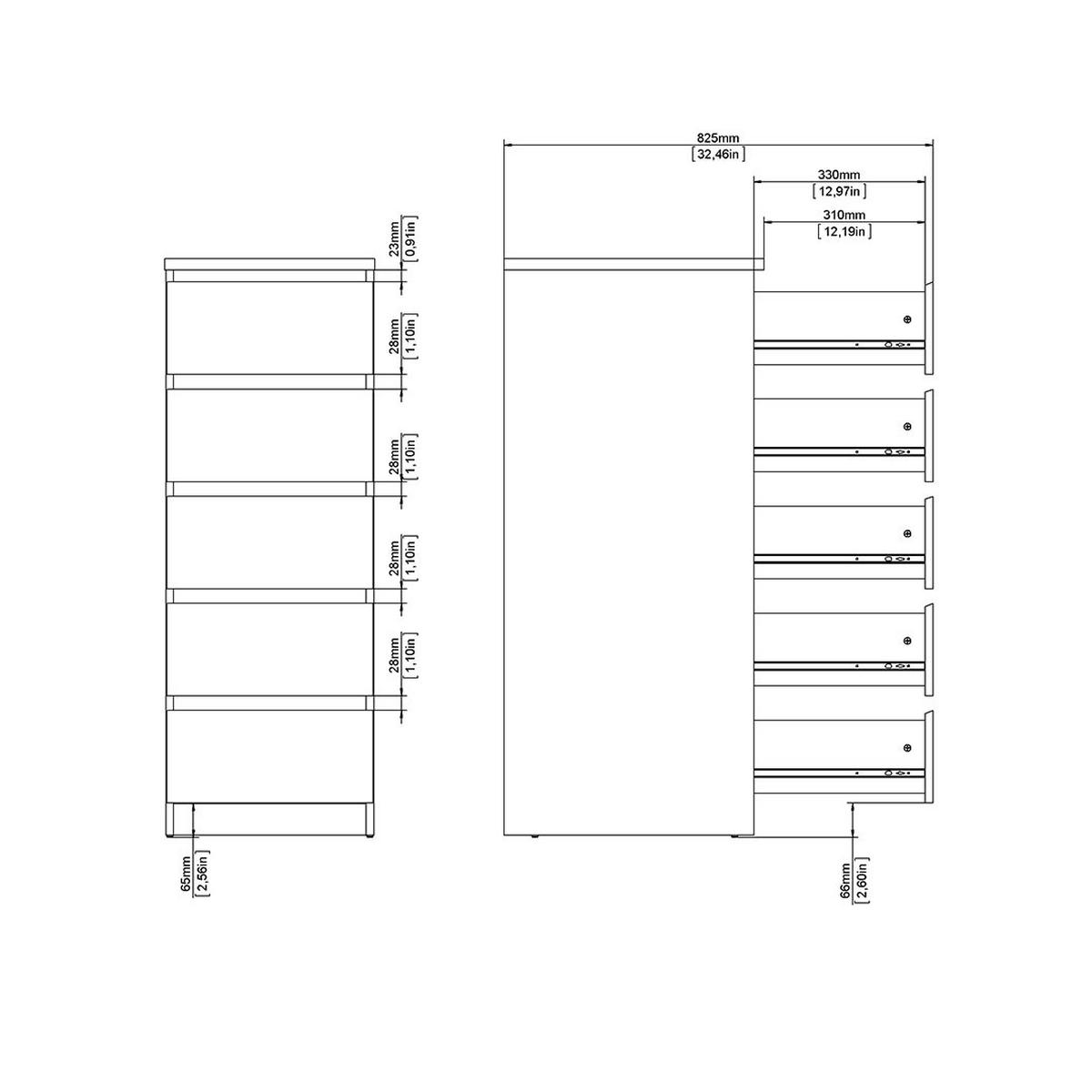 KOMMODE, Naia, Weiß, Holzwerkstoff, 41 x 50 x 112 cm - Weiß, Holzwerkstoff (41/112/50cm) - ebuy24