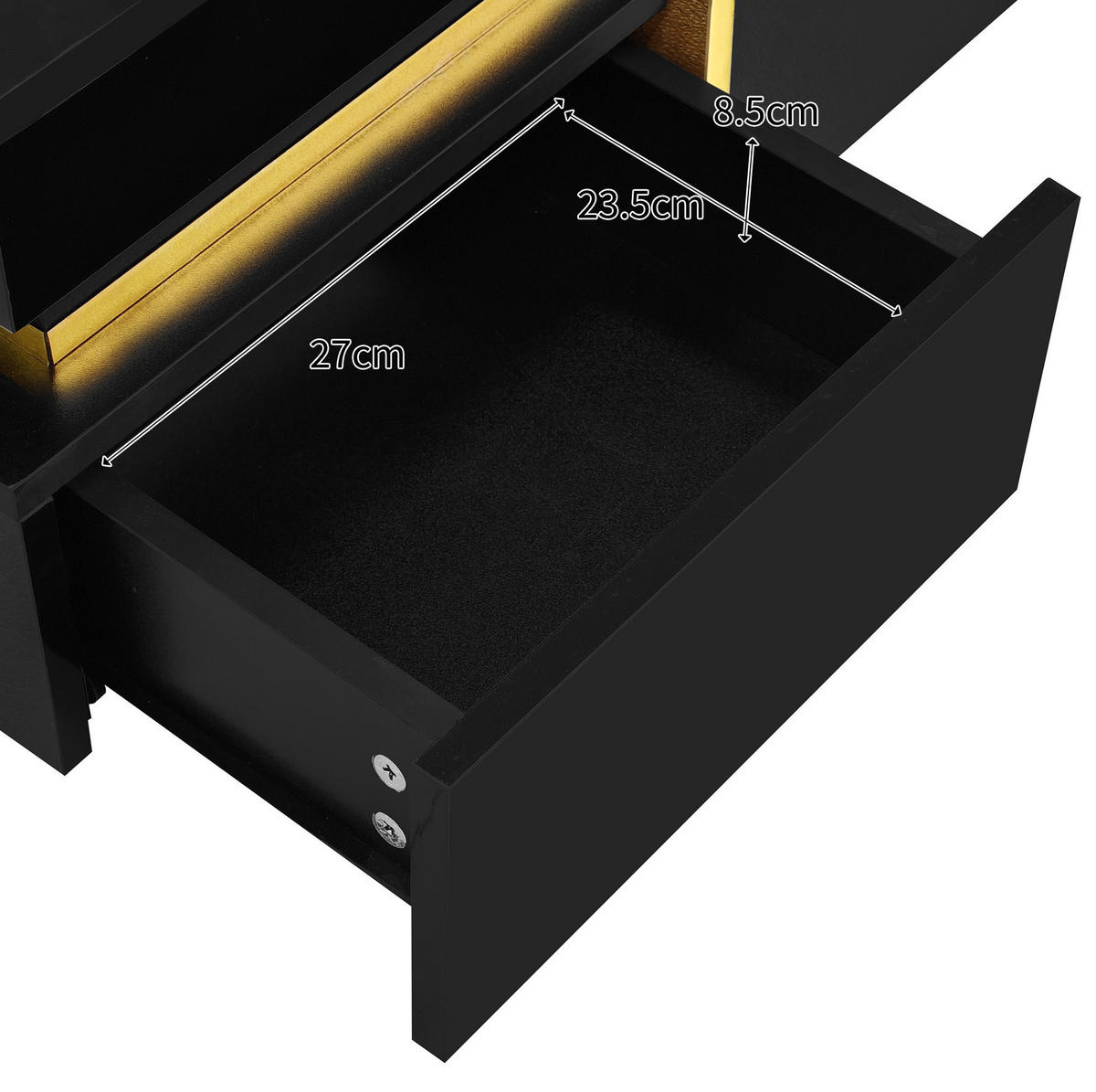 COUCHTISCH 70/70/35.5 cm schwarz aus Spanplatte mit Hochglanz-Finish und goldenen Akzenten - Schwarz, Holzwerkstoff (70/70/35.5cm) - OKMYHOME