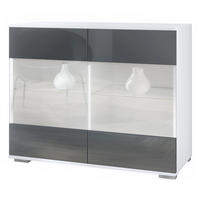KOMMODE Bari Grau Hochglanz - Grau, Holzwerkstoff (92.5/75.5/35cm) - Vladon