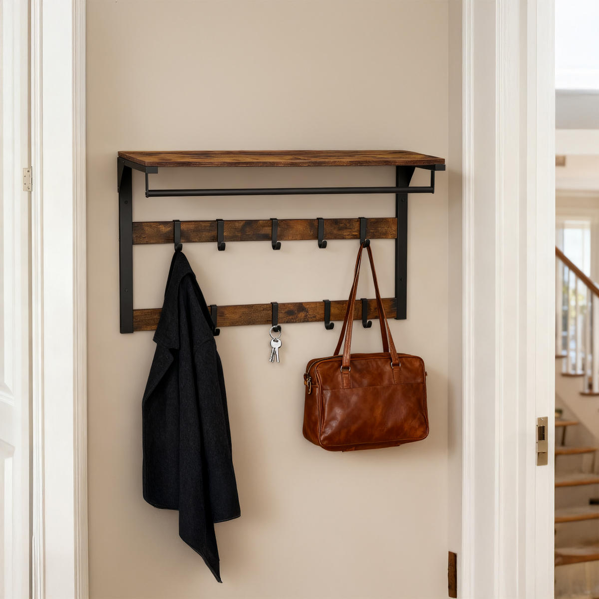 WANDGARDEROBE - Multicolor, Holzwerkstoff/Metall (80/42/30cm) - Relaxdays