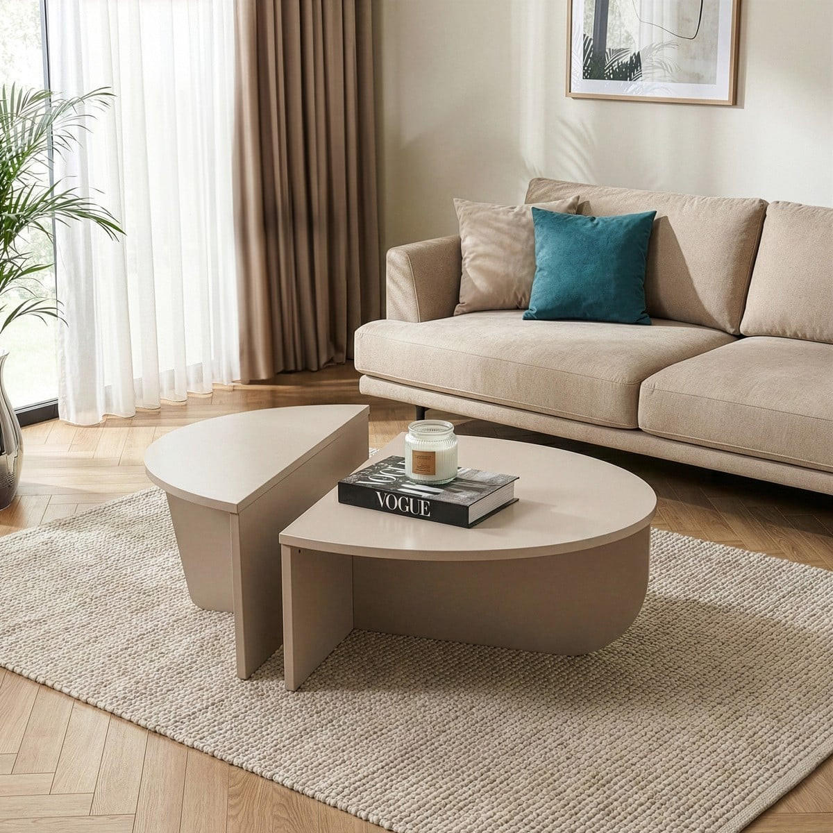 COUCHTISCH (2er-Set) orion 90/90/35 cm - Kaschmir, Holzwerkstoff (9.5/90/35cm) - Calicosy