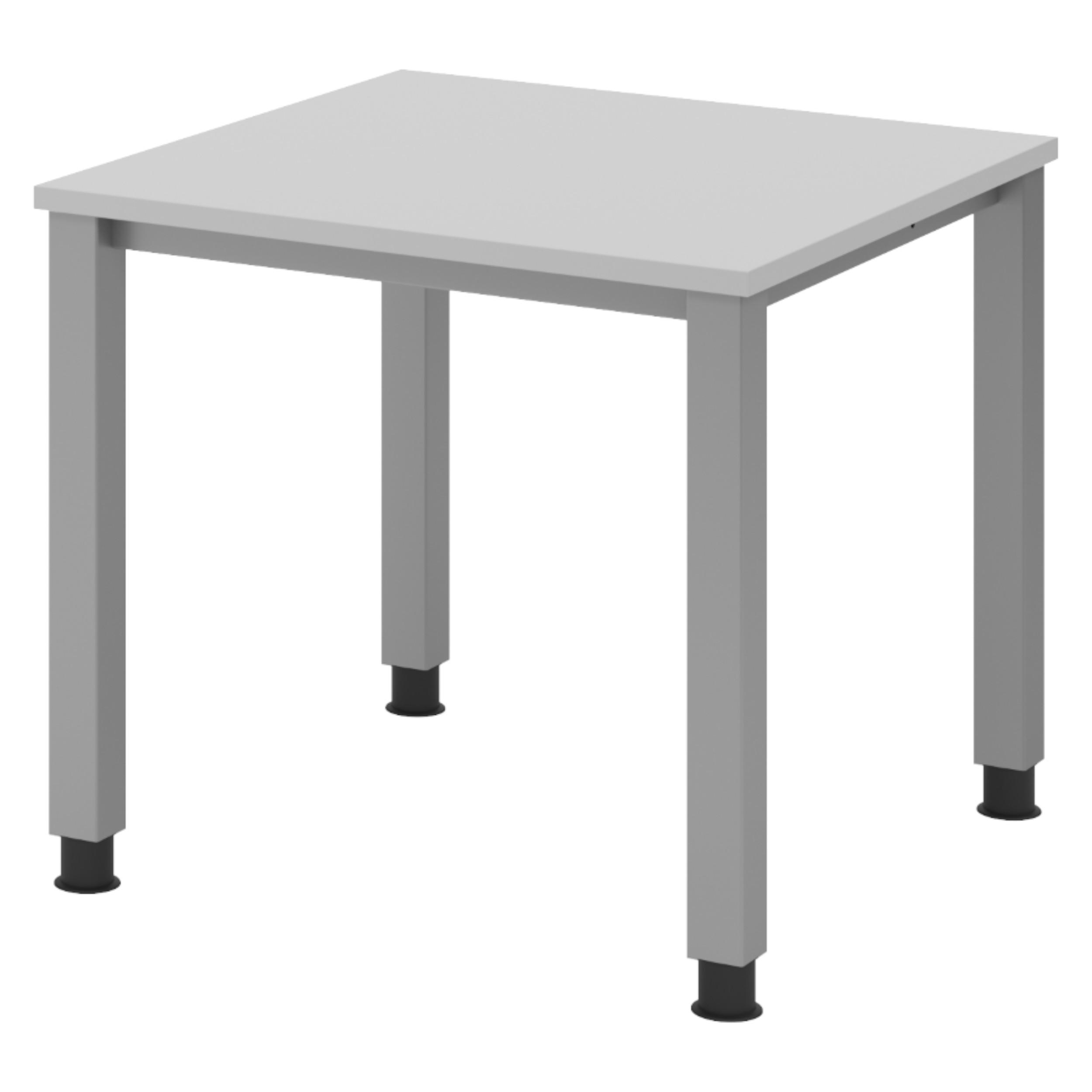 SCHREIBTISCH Serie-Q Gestell: Silber 80/80/74 cm in Grau - Grau, Holzwerkstoff (80/80/74cm) - bümö