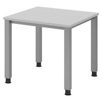 SCHREIBTISCH Serie-Q Gestell: Silber 80/80/74 cm in Grau - Grau, Holzwerkstoff (80/80/74cm) - bümö