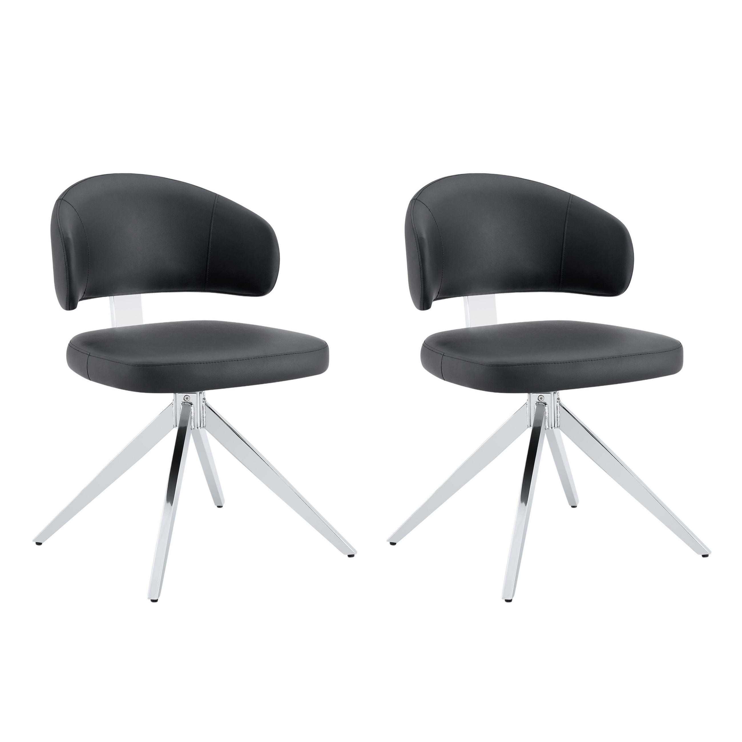 STUHL-SET DE-36678 2 Stück 360° drehbar mit Polsterung Schwarz - Silberfarben/Schwarz, Metall (50.5/77/54.5cm) - ComfortXL