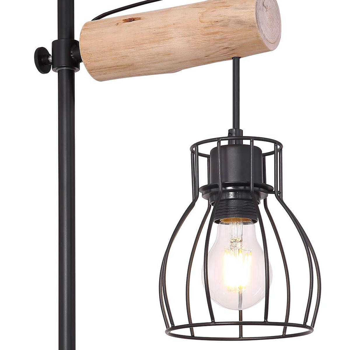 TISCHLEUCHTE Metall Holzoptik Schwarz - Schwarz, Holz (33/18/55cm) - Globo Lighting