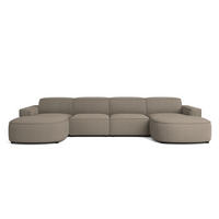 ECKSOFA Cursal Round U-Form, Stoff Poso, Dunkelbeige - Beige, Holz (364/166cm) - Kaiser Möbel