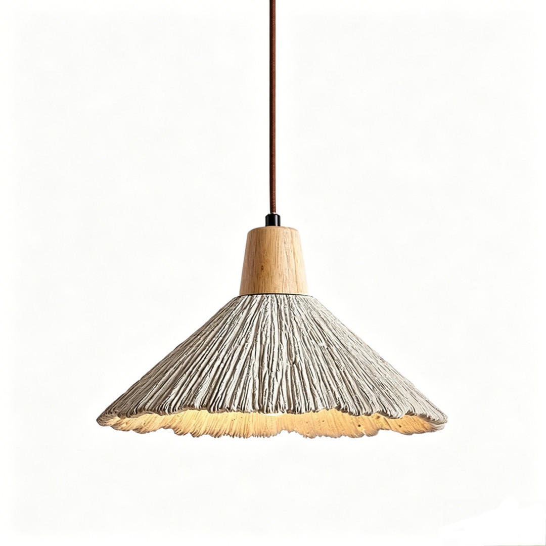 PENDELLEUCHTE Beton & Holz, Wabi Sabi 16CM - Gelb, Naturmaterialien (16/26/16cm) - Authentics