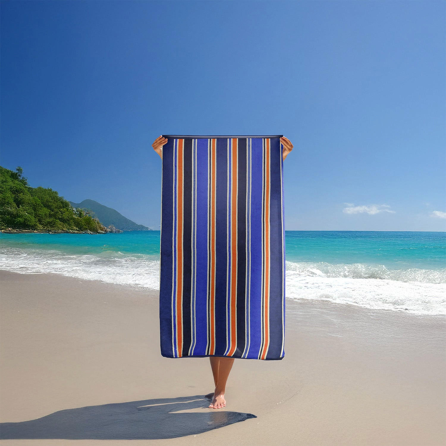 STRANDTUCH Frottee Samt Jacquard Blau 100x175 470g/m² - Kapados - Blau, Textil (100/175cm) - LE COMPTOIR DE LA PLAGE