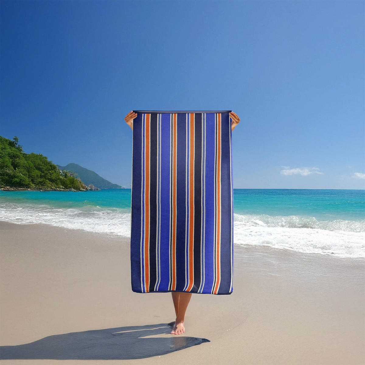 STRANDTUCH Frottee Samt Jacquard Blau 100x175 470g/m² - Kapados - Blau, Textil (100/175cm) - LE COMPTOIR DE LA PLAGE