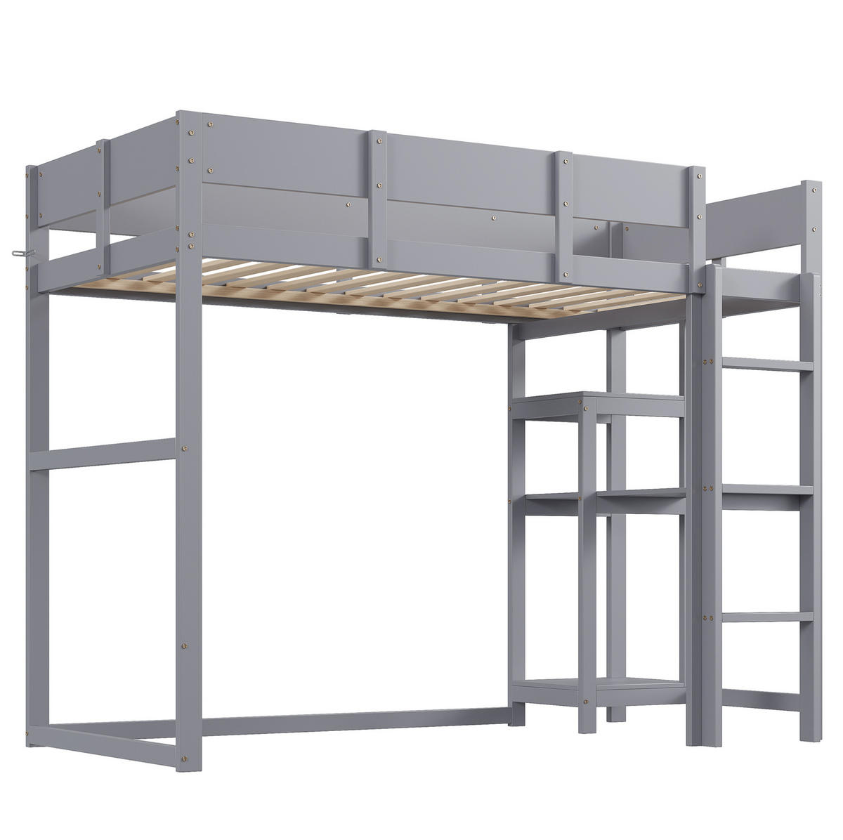 HOCHBETT mit Ablageregal 90x200 cm Kiefernholz Grau - Grau, Holzwerkstoff (90/200cm) - Beauniv
