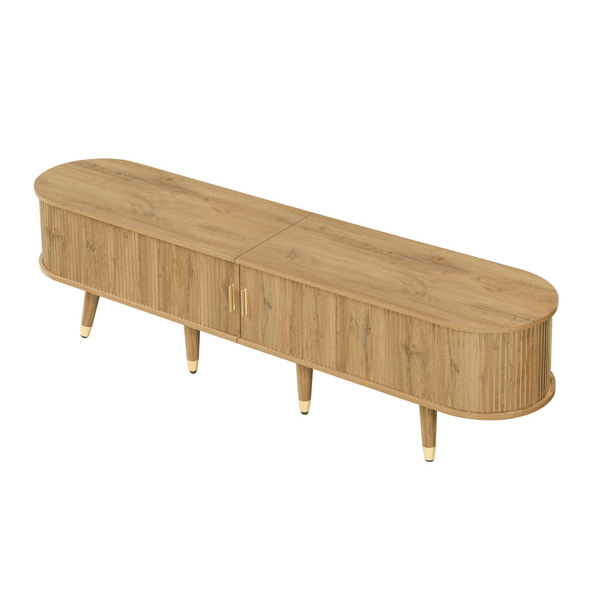 LOWBOARD DE-40221 mit Schiebetüren Holzmaserung - Naturfarben, Holzwerkstoff (175/45/38cm) - ComfortXL