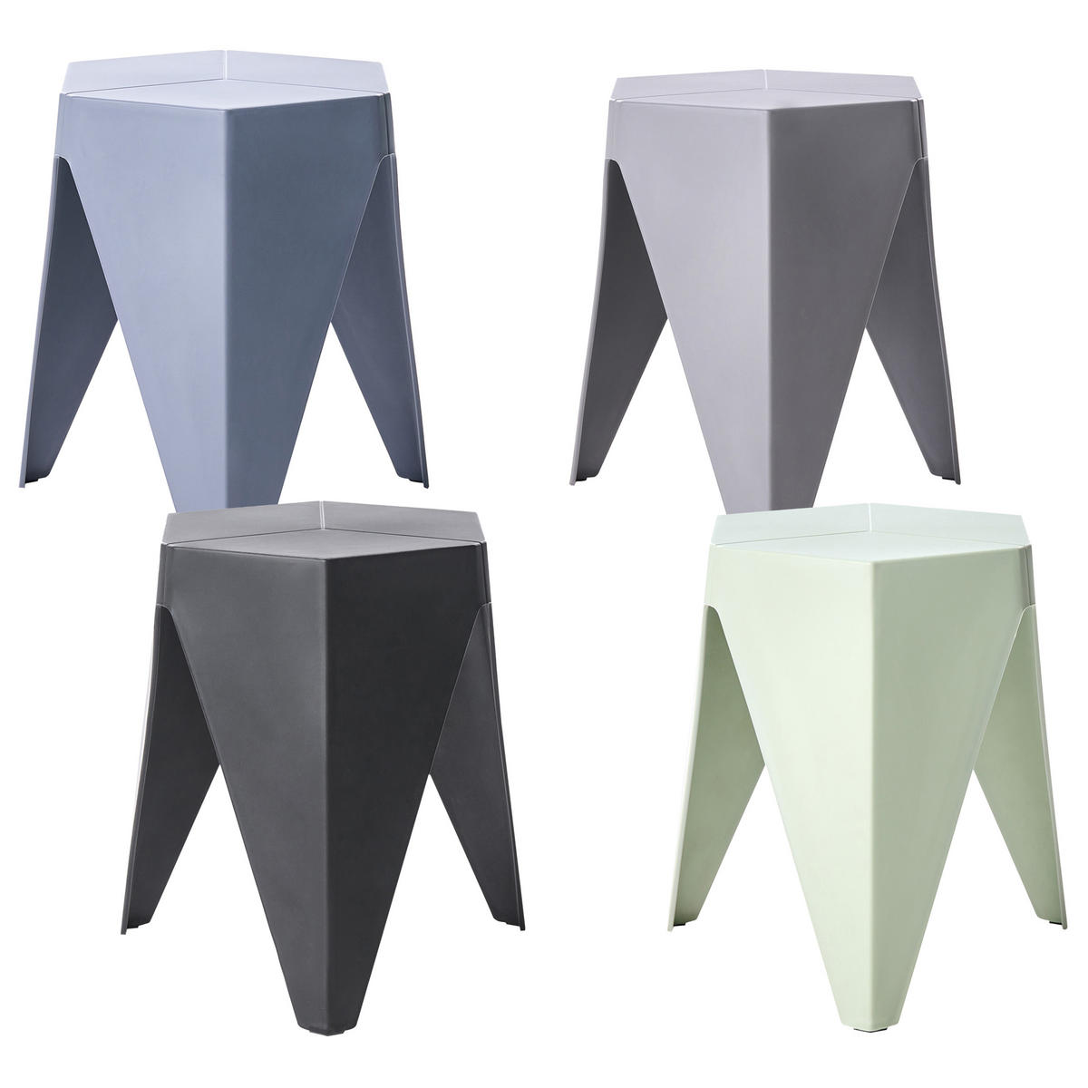 GARTENHOCKE 4er-Set Hellgrün Karavos - Blau/Multicolor, Kunststoff (36/45/32cm) - Beliani