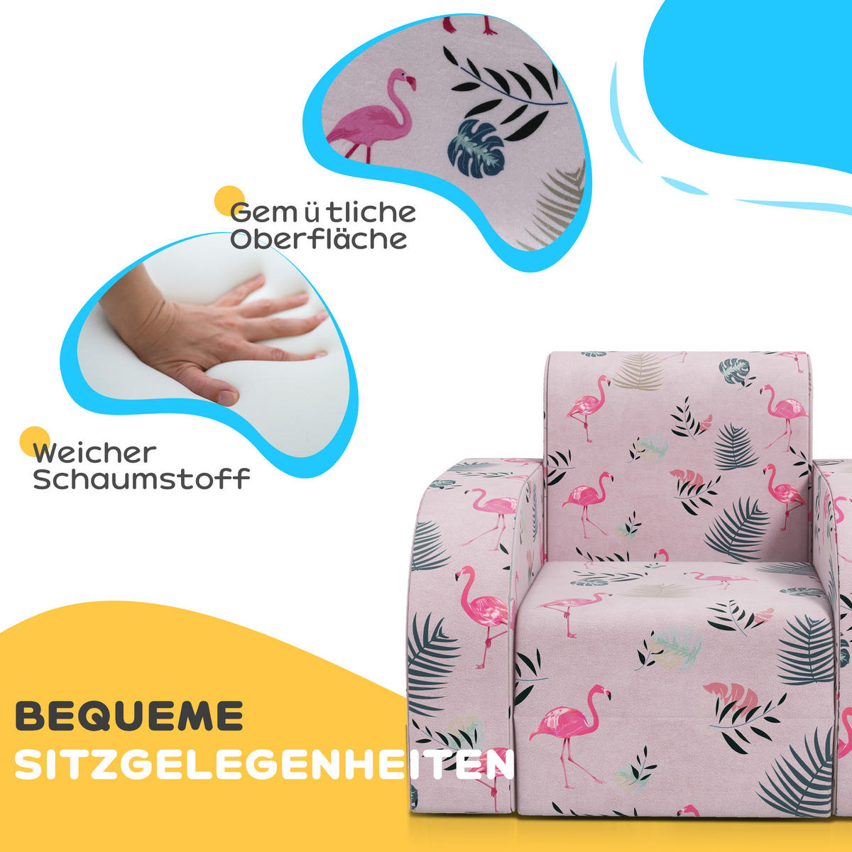 KINDERSESSEL, Schaumstoff, Rosa, 46,5L x 93B x 28,5H cm - Rosa, Metall (93/28.5/46.5cm) - AIYAPLAY