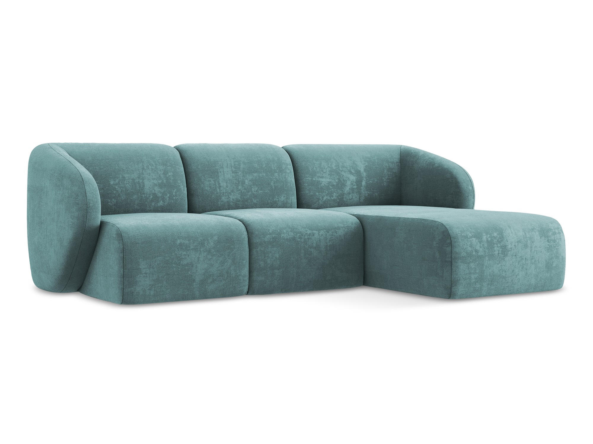 ECKSOFA Rechts Chenille Stoff Blau - Blaugrau/Schwarz, Holzwerkstoff/Kunststoff (248/166cm) - Makamii