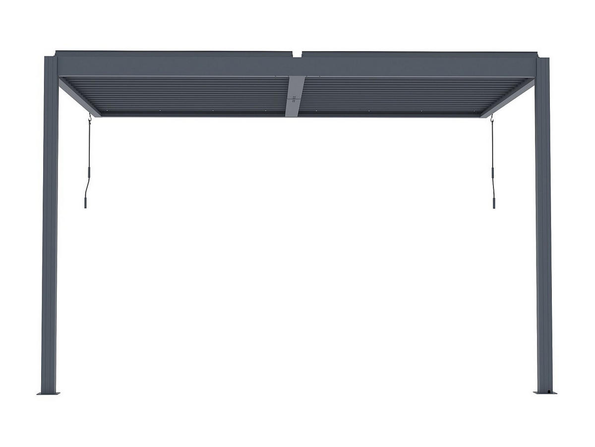 TERRASSENDACH anlehnend bioklimatisch aus Aluminium mit verstellbaren Lamellen - 11,85 m² - MANDELLO - Anthrazit, Metall (368/243/300cm) - Vente-Unique