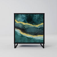 SIDEBOARD GOLDRUSH ODYSSEY, Schwarz, 57,5x42x67,5 cm, Schwarze Metall-Rahmenfüße - Multicolor/Schwarz, Holzwerkstoff/Metall (57.5/67.5/42cm) - SpaceRebels