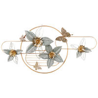 WANDDEKORATION Metall gold/grün Blumen Tantalum - Goldfarben, Metall (117/59/4cm) - Beliani
