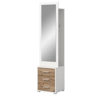 KOMPAKTGARDEROBE weiß, Eiche Nox, Garderobe mit Spiegel 45 x 190 cm - Eichefarben/Silberfarben, Glas/Holzwerkstoff (45/190/38cm) - Inn.Furn
