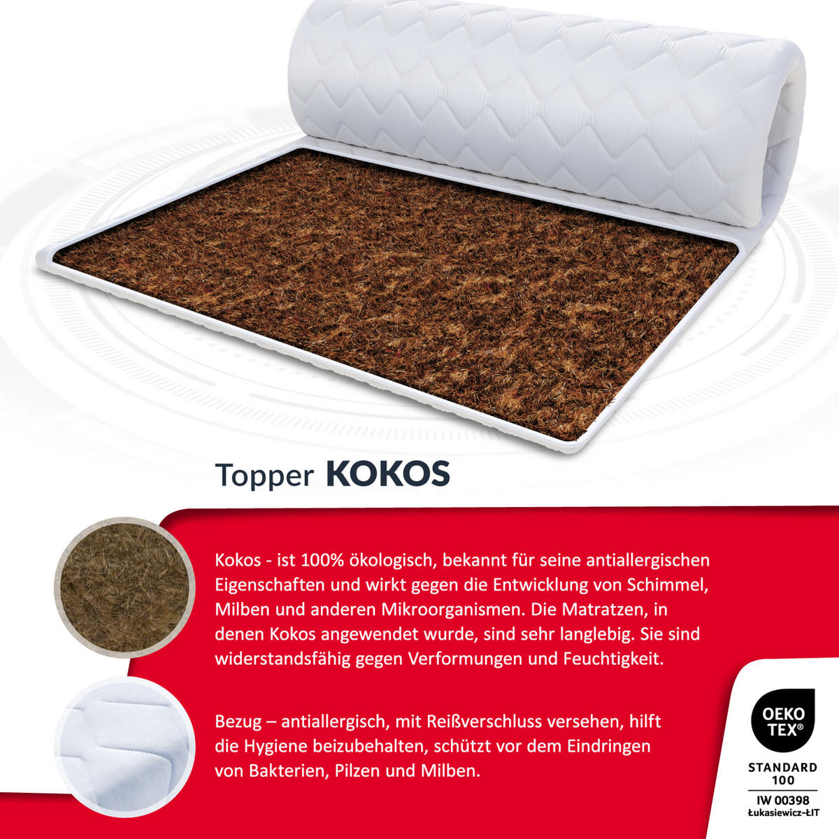 TOPPER Kokos - Weiß, Textil (140/200cm) - FDM