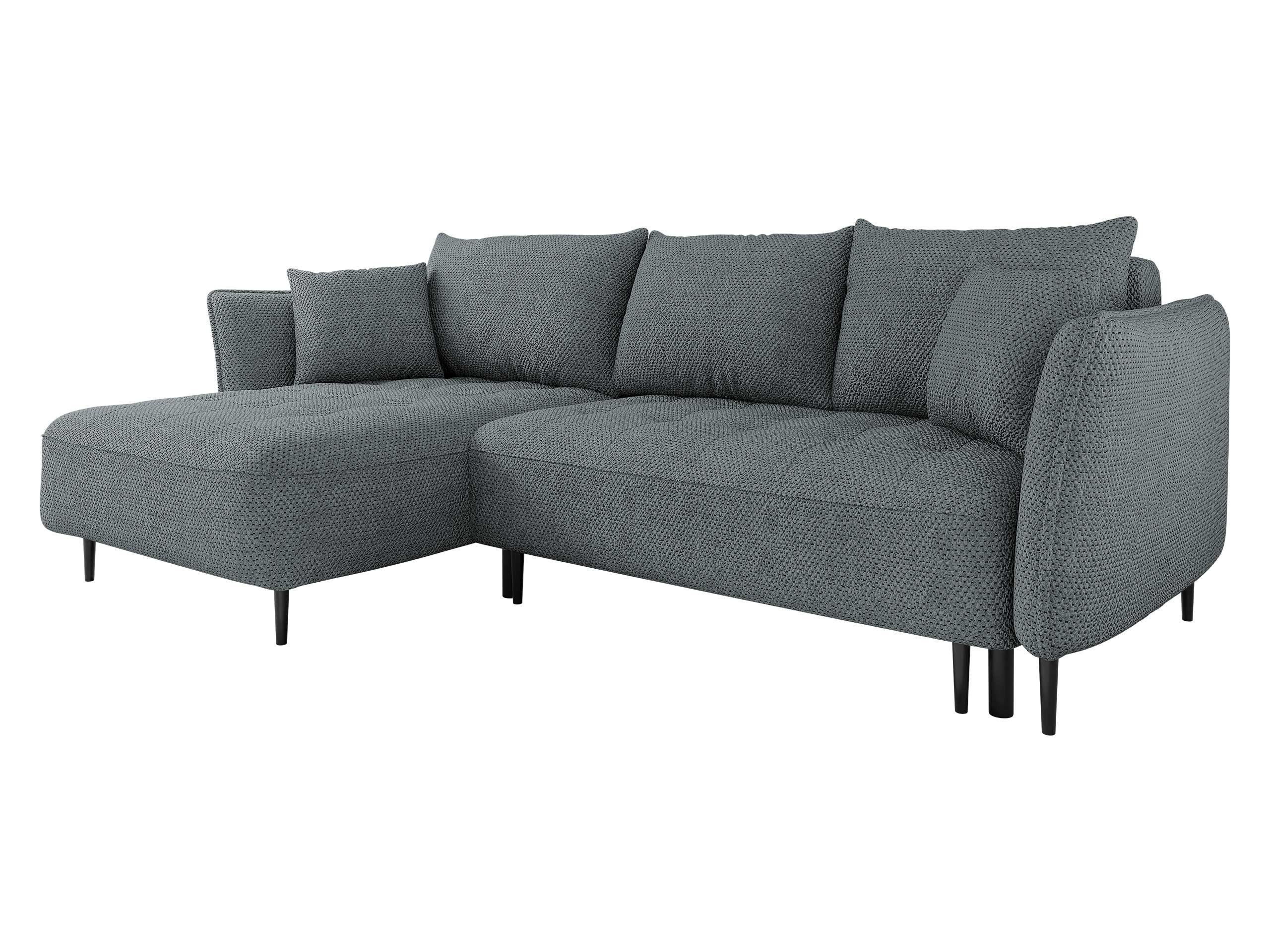 ECKSOFA Bari, Seite: Links - Dunkelgrau/Schwarz, Holz/Textil (276/158cm) - MIRJAN24