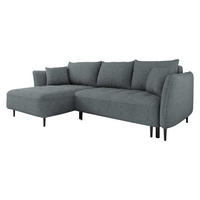ECKSOFA Bari, Seite: Links - Dunkelgrau/Schwarz, Holz/Textil (276/158cm) - MIRJAN24