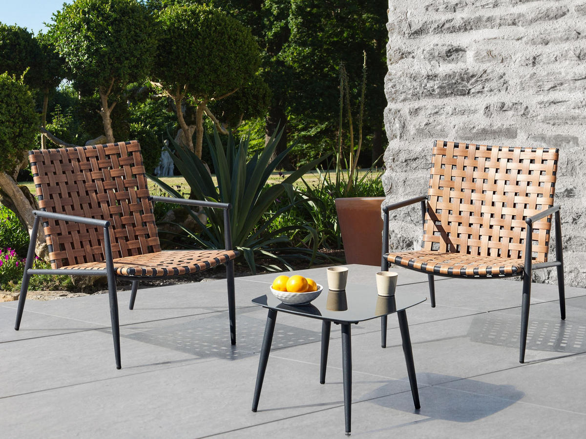 BISTRO-SET 2-Sitzer Braun Ziria - Schwarz/Braun, Kunststoff - Beliani