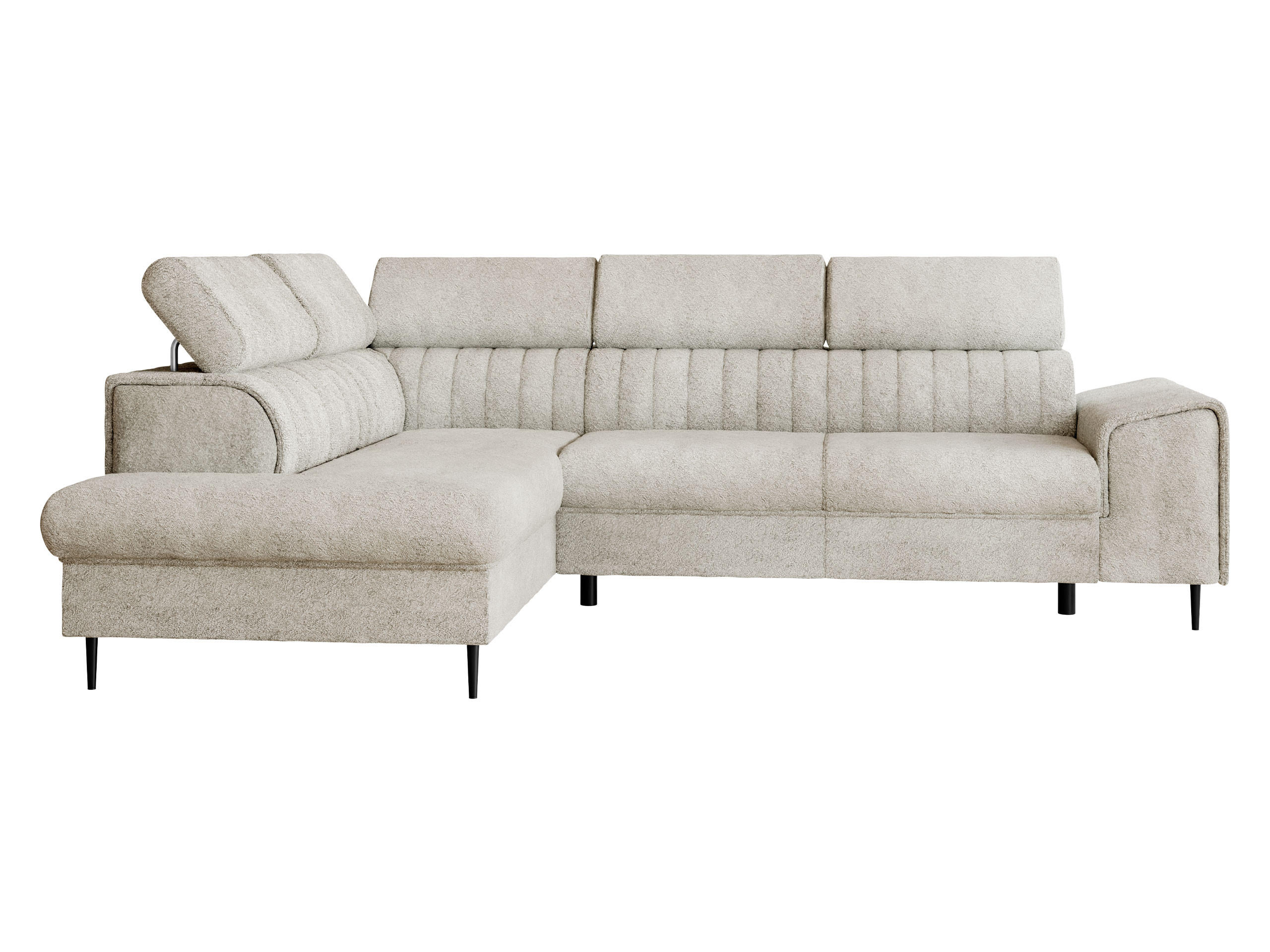 ECKSOFA Kadurin, Seite: Links - Schwarz/Naturfarben, Holz/Kunststoff (276/206cm) - MIRJAN24