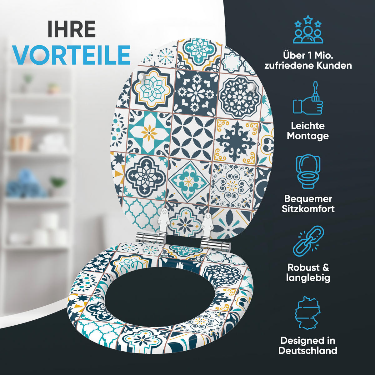 WC Sitz mit Absenkautomatik Palazzo - Blau, Holzwerkstoff (38/6/47cm) - Sanilo