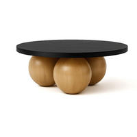 COUCHTISCH BELLY runder 60 cm im modernen Stil (Eiche Schwarz/Natural) - Schwarz/Naturfarben, Holz (60/60/27cm) - Dekori_Interiors