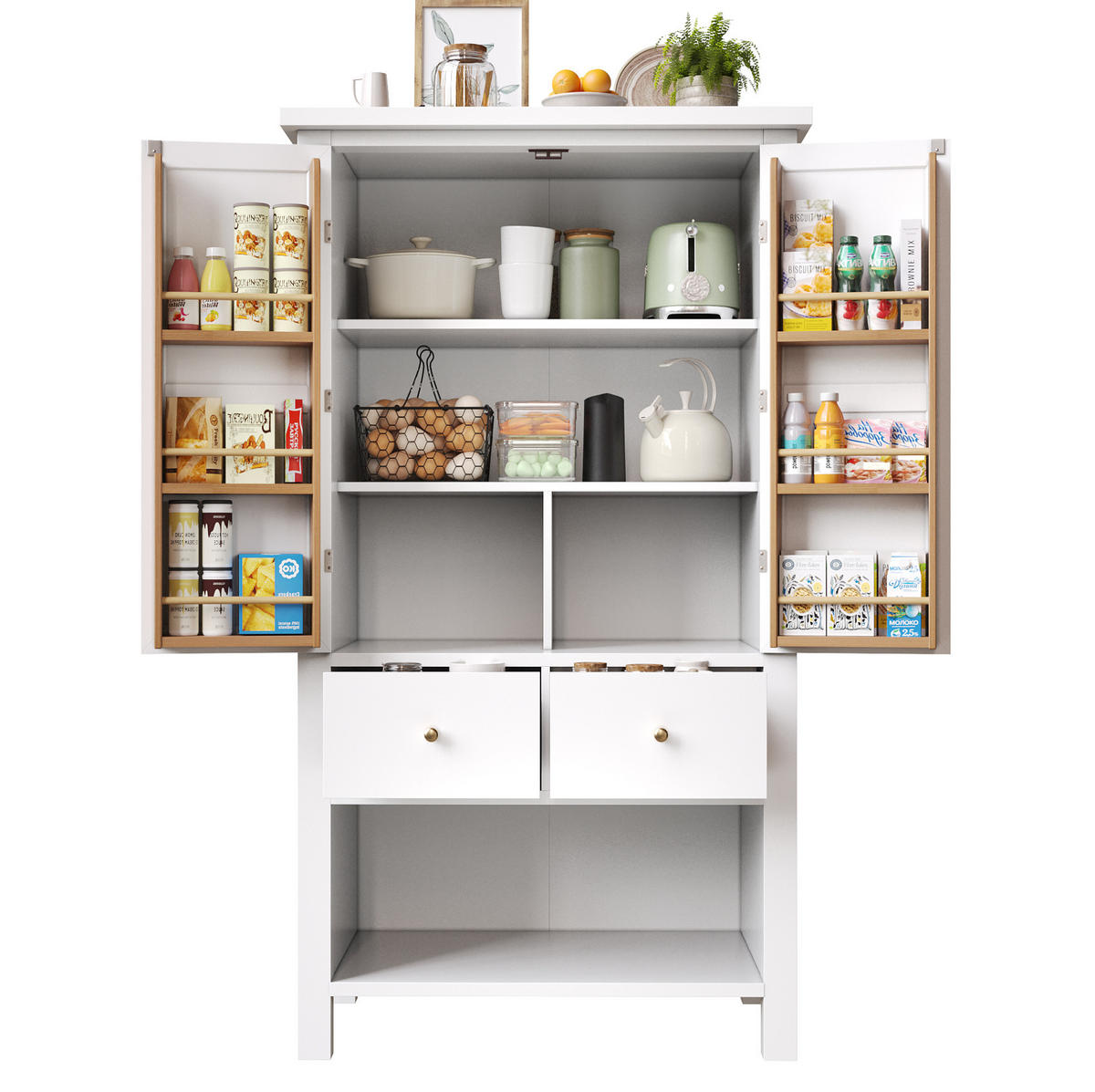 BUFFET 80/40/140 cm aus MDF mit 5 Schubladen Weiß - Weiß, Holzwerkstoff (80/140/40cm) - Modenvie