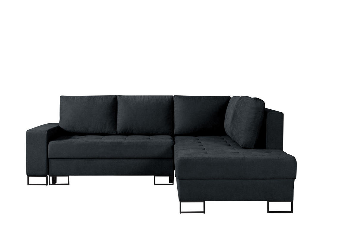 ECKSOFA mit Schlaffunktion Rechts Schwarz Chenille - 245x200 cm - Trevi - Schwarz, Holzwerkstoff/Textil (245/200cm) - Ravio